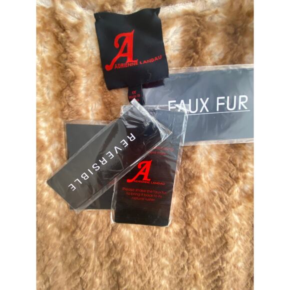 Adrienne Landau Tan Reversible Faux Fur Vest  SZ 1XL C100075 - Picture 8 of 10